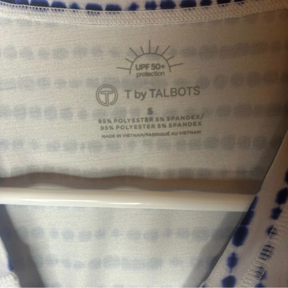 Talbots sun shirt UPF 50 tie die blue stripes size small - Picture 7 of 9